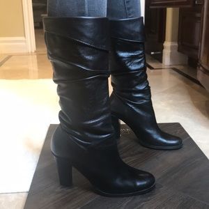 Black leather boots